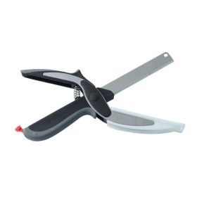 Knife with Cutting Board 2-in-1 Clever Food Chopper Cutter Smart Stainless Steel Built-in for Chopping Fruits Vegetables Meats Cheese Kitchen Gad