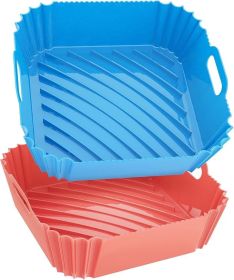 Large Silicone Air Fryer Liners Square 5-9 QT, 7.9 Inch Airfryer Liners Reusable Air Fryer Silicone Liners Pot Oven Liner Baking Tray