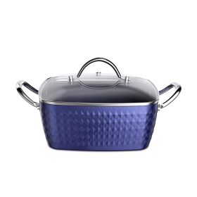 Casserole Dish; Square Induction Saucepan with Lid; 24cm/ 4L Stock Pots Non Stick Saucepan; Aluminum Ceramic Coating Cooking Pot - PFOA Free; Sui