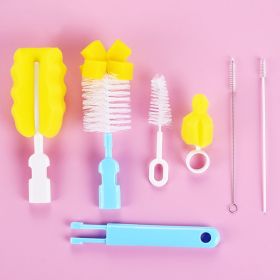 Kid Keeper Baby Bottle Brush Cleaner Set Nylon Sponge Cleaning Brush Blue (Color: Blue)