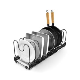 Sliding Pots Holder For Kitchen Cookware Bakeware Pot (Color: Black, Type: Style A)