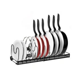 Sliding Pots Holder For Kitchen Cookware Bakeware Pot (Color: Black, Type: Style B)